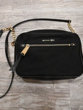 Michael Kors Black Crossbody Bag with Gold Hardware